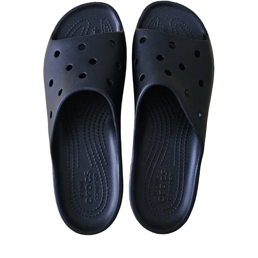 Crocs Unisex Classic Slide Sandals, Black Size 10M/12W